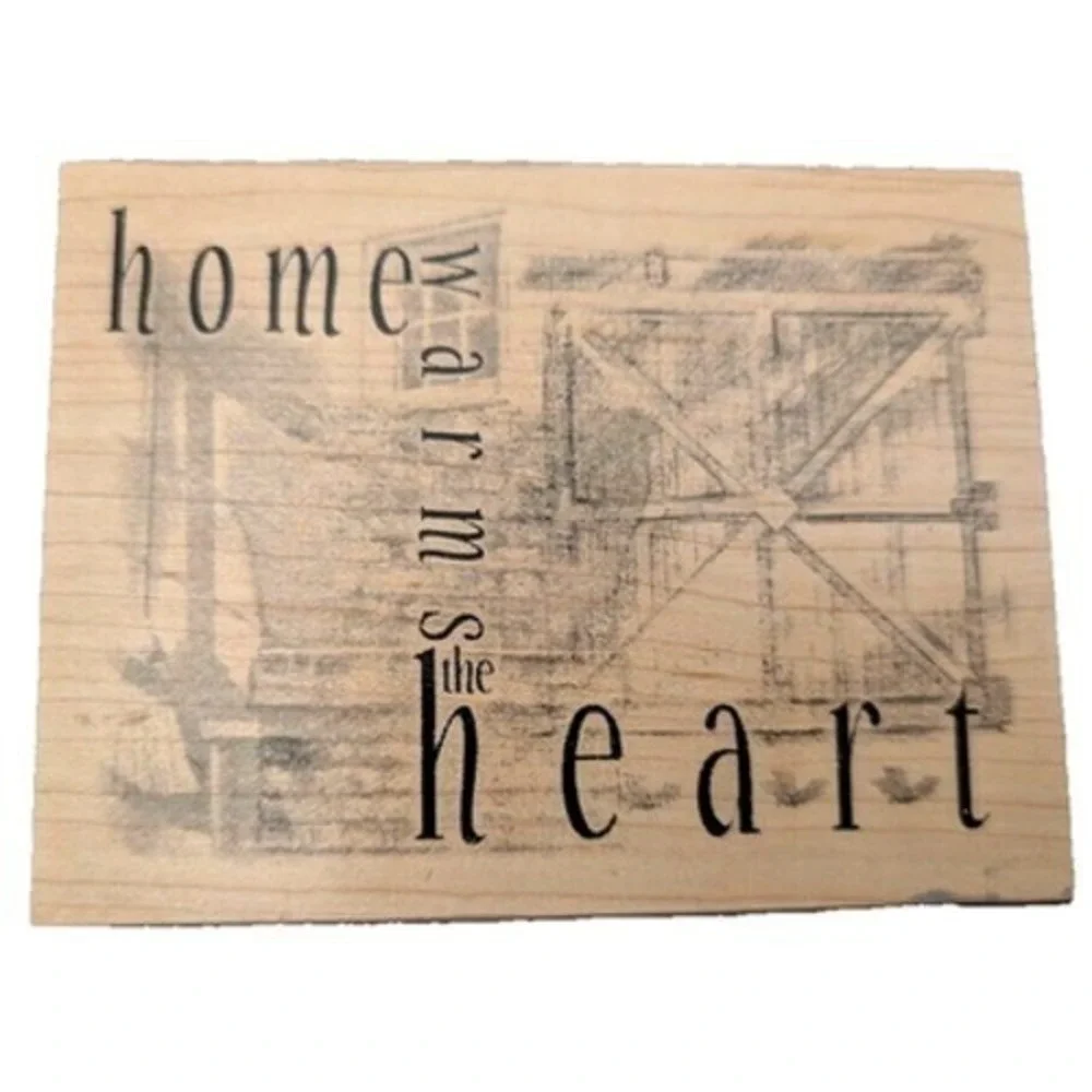 Club Scrap Home Warms The Heart 2003 Rubber Stamp Wood #D28